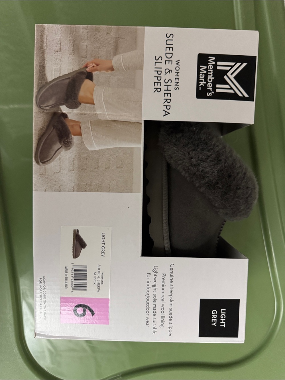 Light Grey Women's Suede & Sherpa Slipper 6 fits like 7.5/8